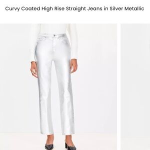 LOFT Silver High Rise Straight Jeans